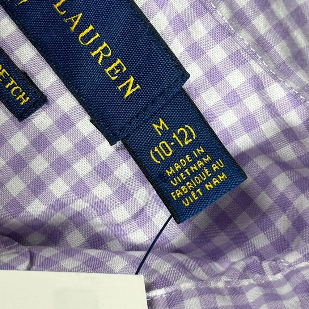 Ralph Lauren Natural Stretch Button Down Boy's‎ M (10-12) Gingham Check *Flaw